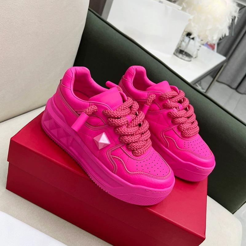 Fashion Women Sneakers Solid Color Fashion Designer Casual Shoes Platform Lace Up Vulcanize Shoes Luxury Walking Running Shoes for Women