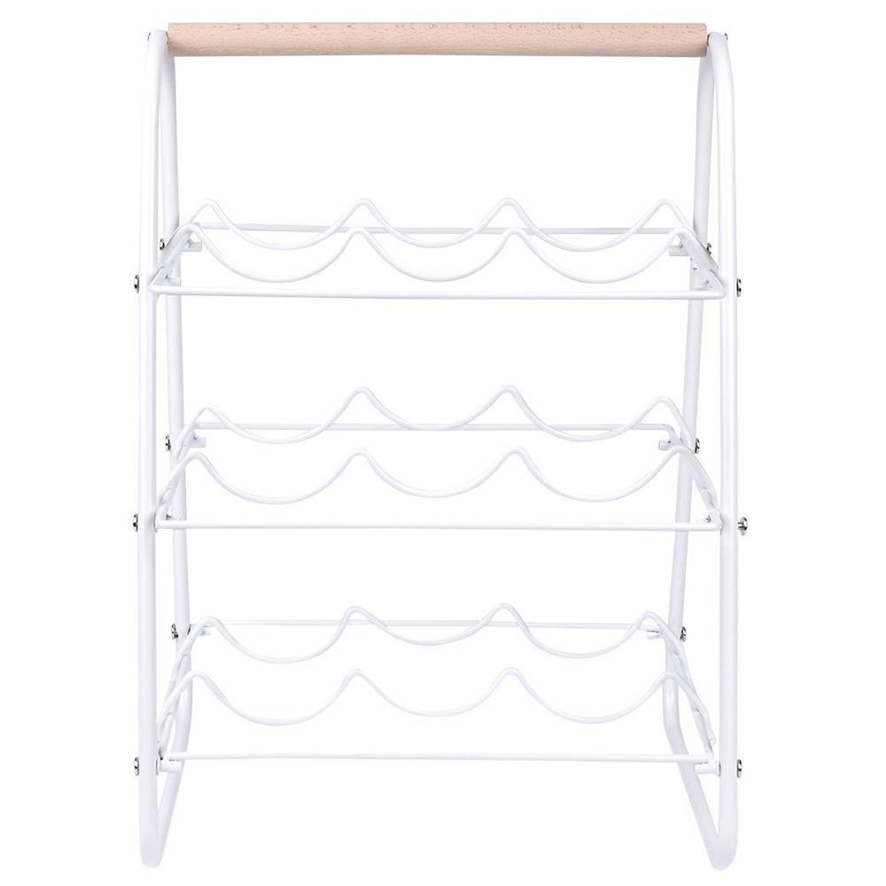 White Metal Wine Rack 9 Bottles
