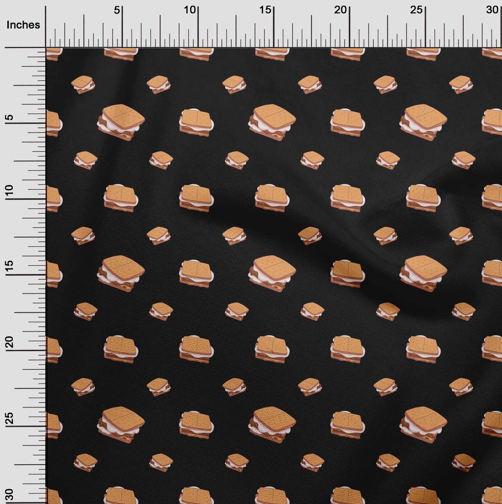 oneOone Cotton Poplin Black Fabric Food Fabric For Sewing Printed Craft Fabric By The Yard 42 Inch