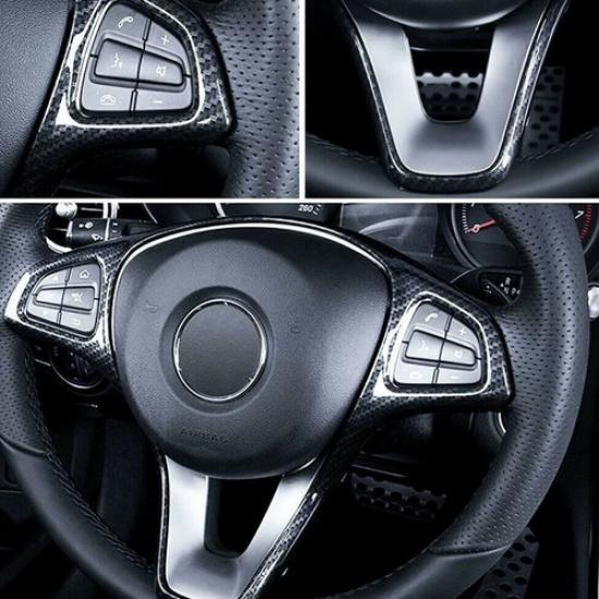 Carbon Fiber Style Steering Wheel Panel Cover Trim Decal Fits Benz C-Class W205