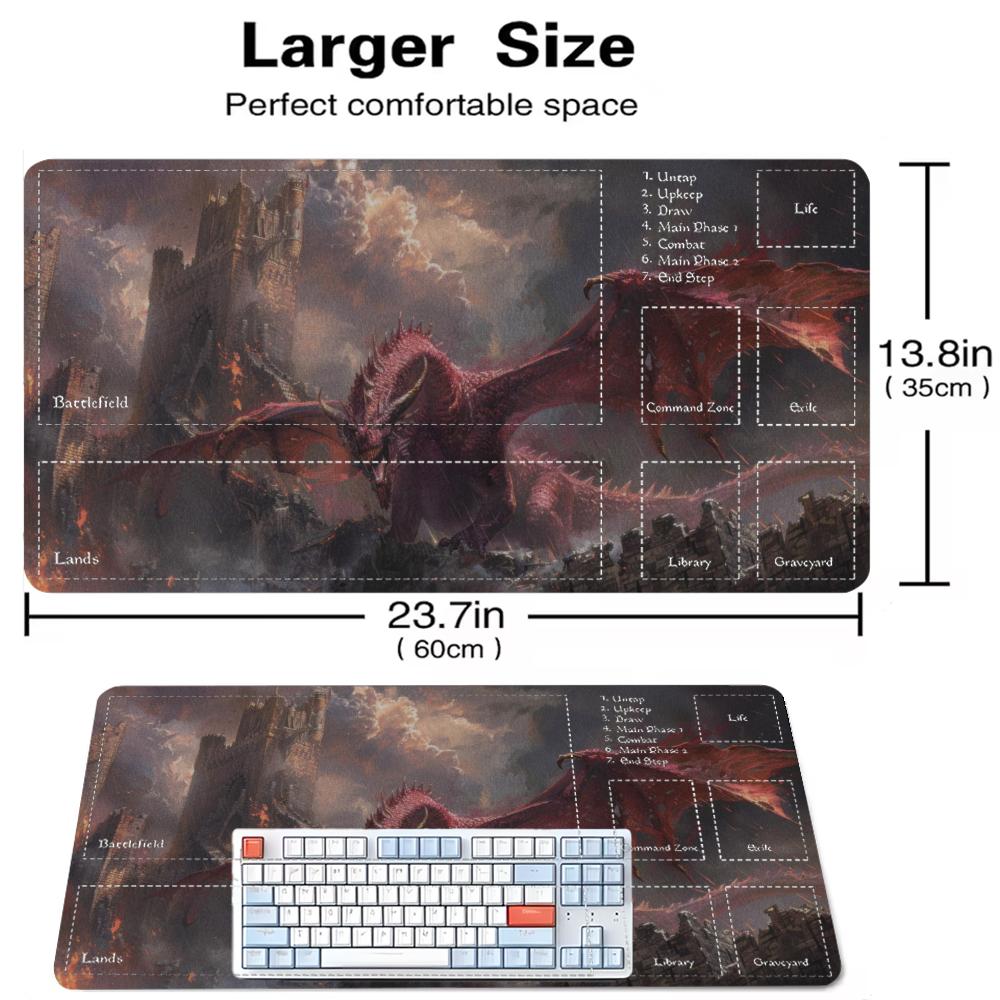 Dark Vintage Dragon MTG Playmat Magic Card Battle Mat Non-Slip Durable Stitched Edge 35X60CM Commander Desk Mat Tapete Magic MTG