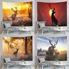 Животное Лось Гобелен Дикая природа Осенний лес Закат Настенный ковер Спальня Гостиная Общежитие