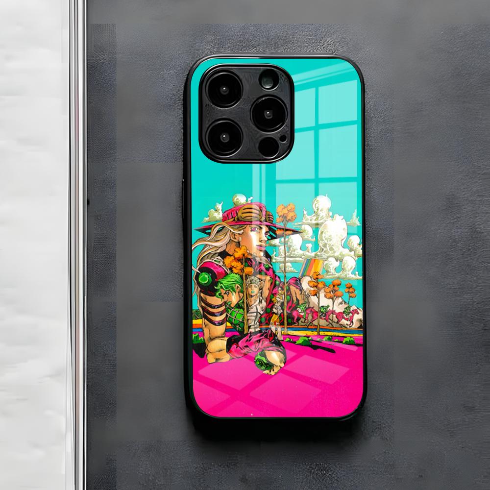 Чехол для телефона JoJo's Bizarre Adventure Для iPhone 17 Air 16 E Pro Max 15 14 13 Mini 12 Pro 11 Max Plus Черная Стеклянная Крышка
