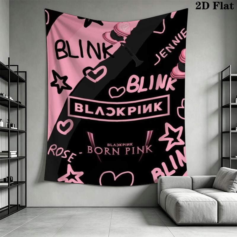 blackpink Wall Tapestry Aesthetic Wall Hanging Printed Fabric Blanket Decorative Tapestries for Bedroom Living Room Home Decor