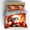 Cute Christmas Kitty Holiday Design Bedding Duvet Cover Set  (1*Duvet Cover 2*Pillowcases, without duvet insert)