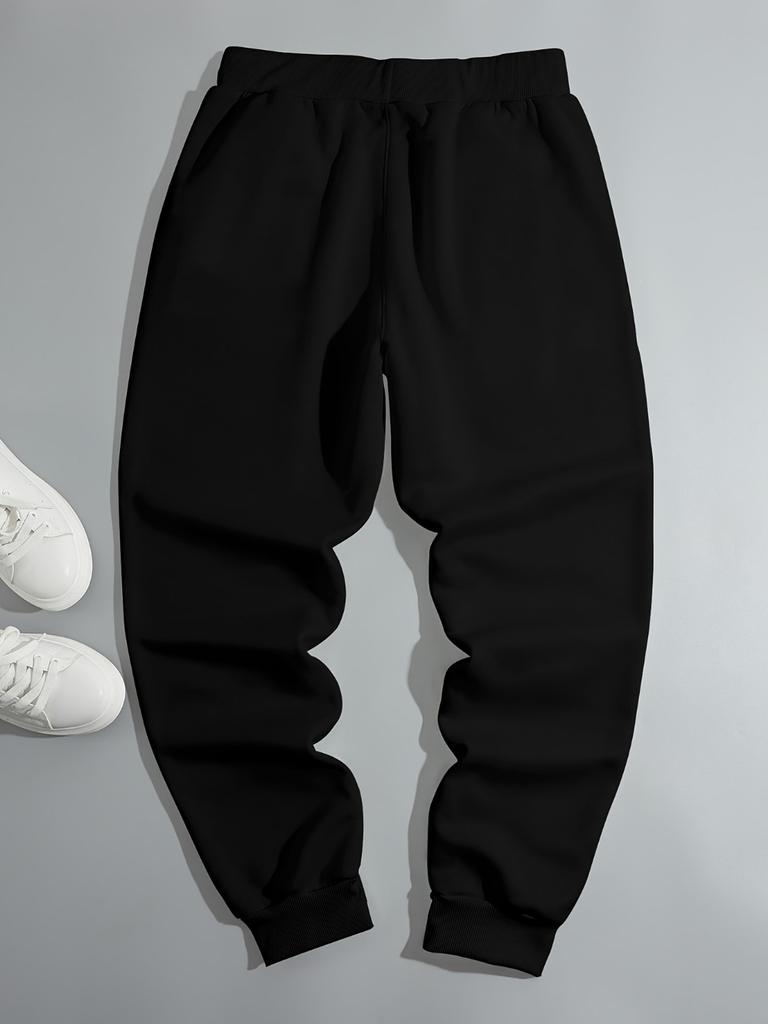 Trendy Pattern Print Drawstring Sweatpants Loose Fit Pants Men's Casual Slightly Stretch Joggers for Spring Autumn Jogging