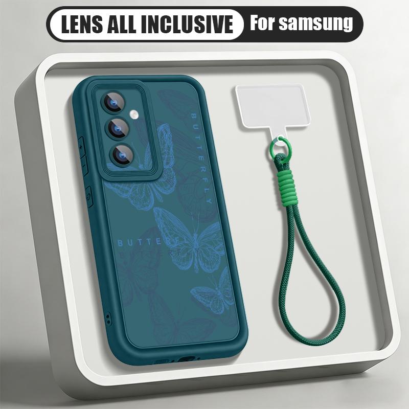 Чехол-шнурок с принтом «Линия Бабочка» для Samsung A57 A37 A27 A17 S26 Ultra S25 S24 S23 S22 S21 FE A54 A55 A16 A26 A36 A56 5G Ударопрочный бампер