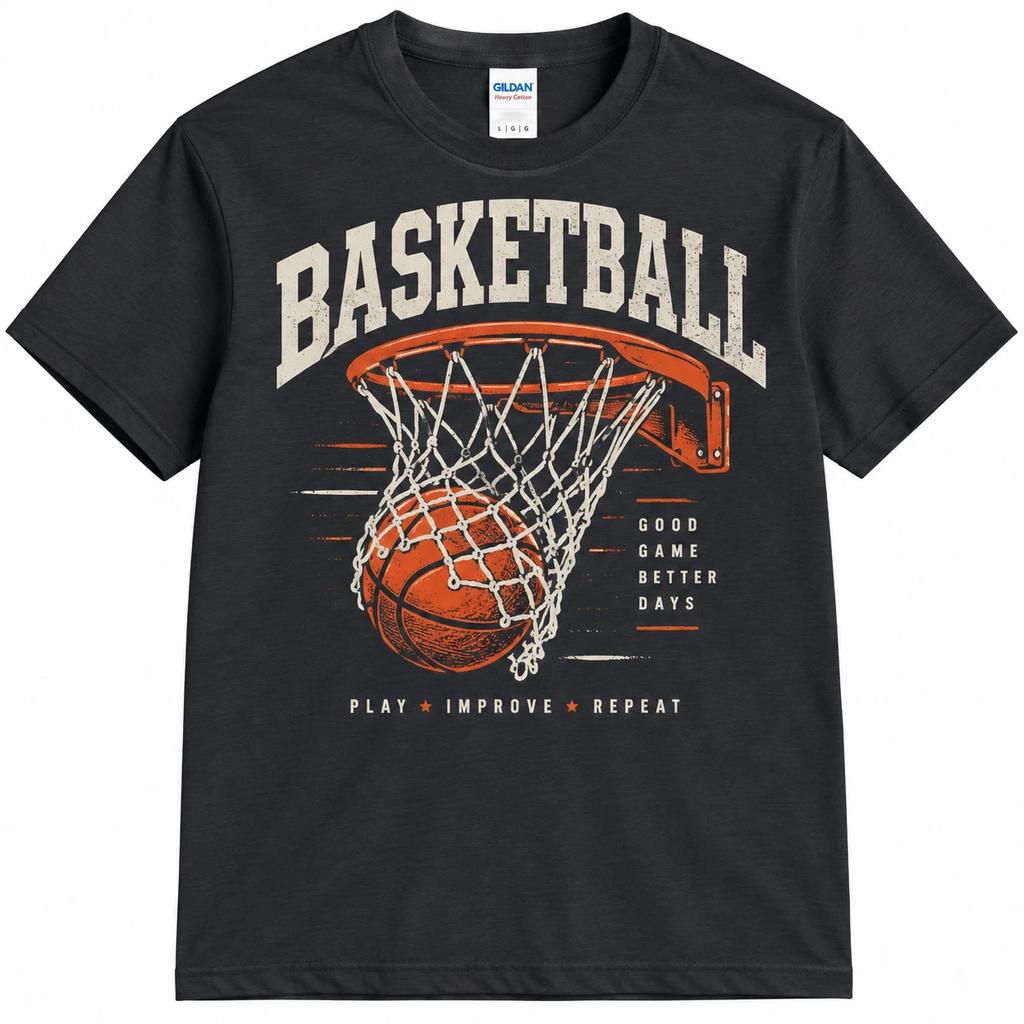 Classic Basketball T-Shirt Retro Sports Graphic Game Day Tee Unisex S-5XL