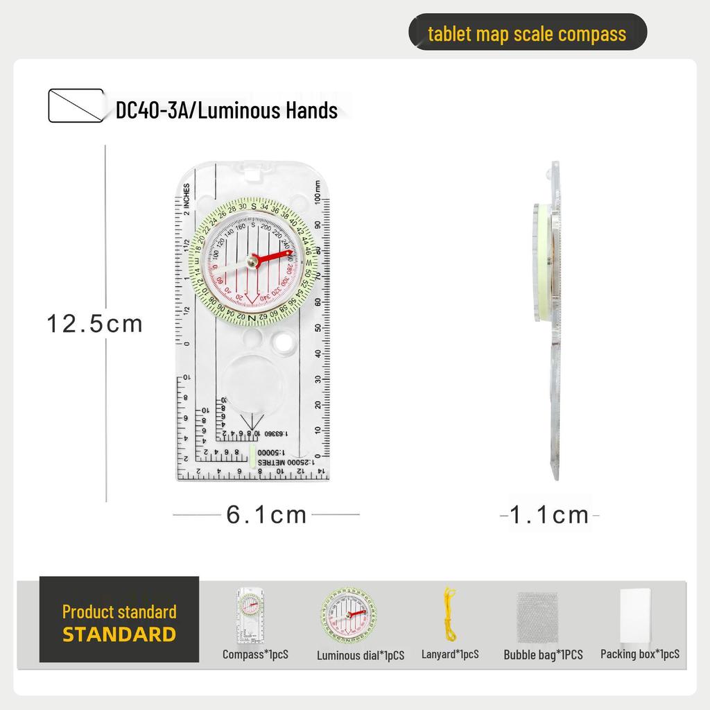 Outdoor Compass with Magnifying Glass and Ruler Scale for Students and Orienteering