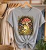 Cottagecore Frog And Red Mushroom Graphic Tshirt Unisex Unisex Wildflower Butterfly Print Casual Short Sleeve Vintage Nature Tee