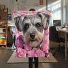 Шнауцер и Розы, Фланелевое одеяло с рисунком, Высокое качество, Удобное для всех сезонов, Декор для дома, Тепло и уют, Идеально для подарков.