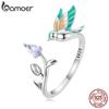 Fashion 925 Sterling Silver Kingfisher Open Ring for Women Eternity Band Lively Bird Ring Gift Fine Jewelry Party