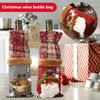 Рождественские украшения Набор для винных бутылок Украшение для винных бутылок из льна в клетку Красное вино Шампанское Креативная сумка для винных бутылок