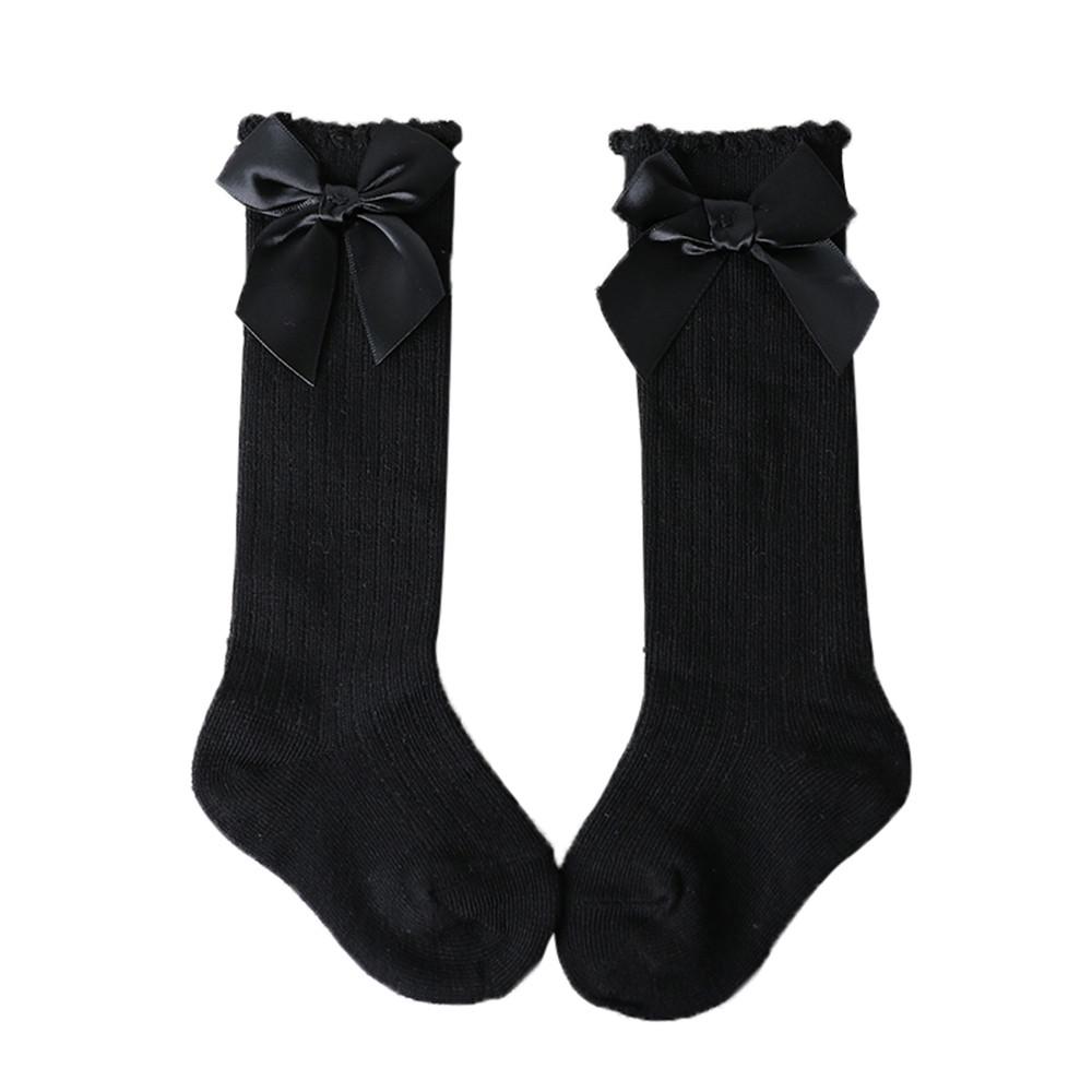 Летняя одежда для малышей Новые детские носки до колена с большим бантом для девочек из мягкого хлопка и кружева Рождественские носки с бантом