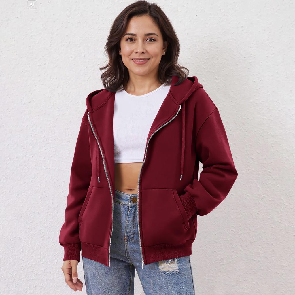 Women's Off Shoulder Zipper Hoodie Sweatshirt Fashion Clothing Casual Jacket