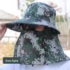 Мужская широкополая шляпа от солнца: Дышащая маскировочная шляпа-ведро для рыбалки с защитой от УФ-излучения
