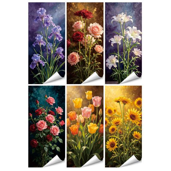 Outdoor Garbage Bin Decorative Vinyl Floral Trash Can Stickers, Waterproof Self?Adhesive Decals, Vintage Flower Pattern Decor