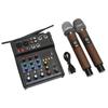 4 Channel Small Bluetooth Stereo Mixer with 2 Wireless Microphones Family Stereo Processor for Live Streaming