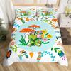 Комплект постельного белья размера «Квин» с лягушкой и цветами, зеленый, милый, с принтом грибов и животных, акварельный, в стиле хиппи, цветочный, полиэстеровый пододеяльник