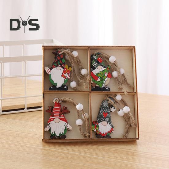 12 Pcs Christmas Wooden Ornaments Hanging Gnome Gingerbread Man Decorations Xmas Tree Pendant for Holiday Home Decor