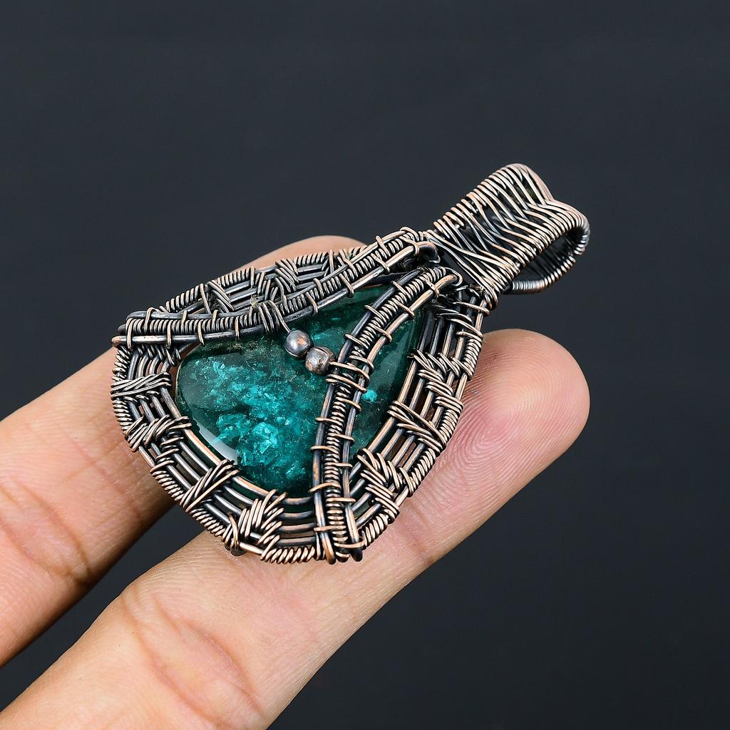 Подвеска ручной работы из медной проволоки из натурального синего балтийского янтаря 2,24 дюйма F3E26