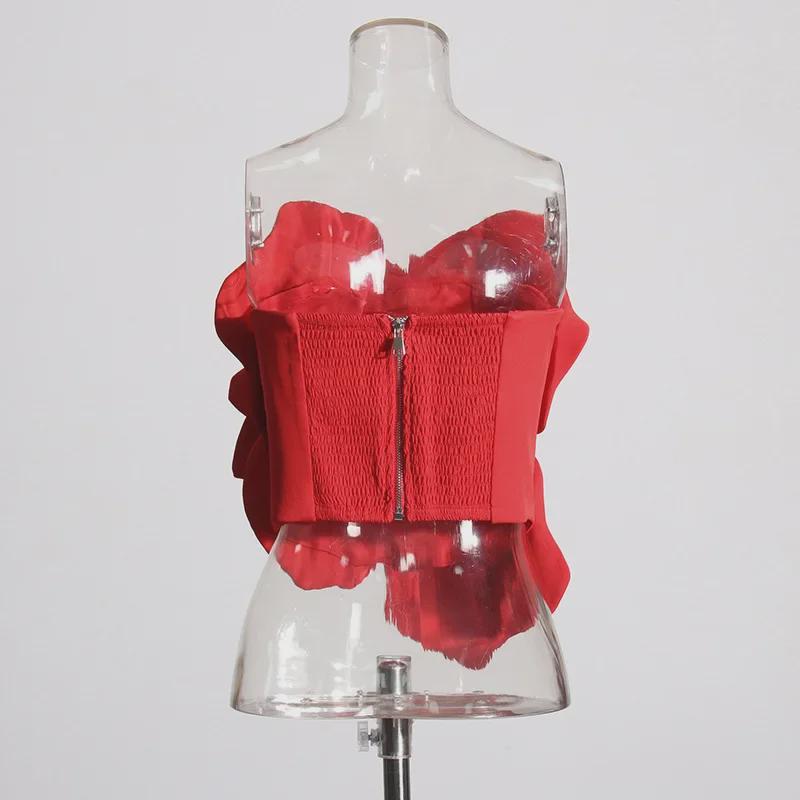 Женский жилет-труба с цветочным принтом 2025 года — трехмерный дизайн, летняя мода