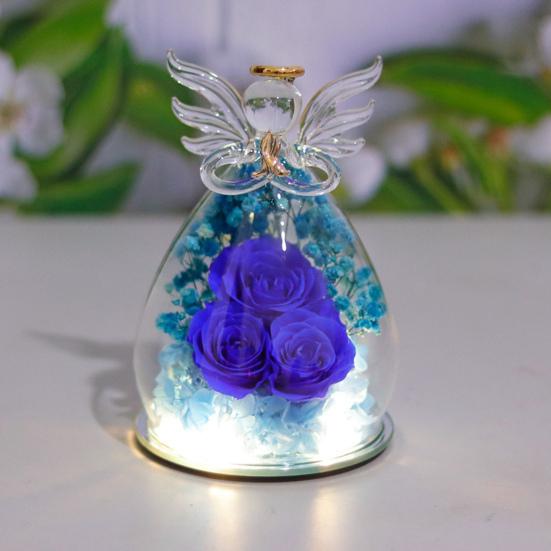 Yousheng Eternal Roses in Angel Glass Cover Настольные консервированные цветы Angel Preserved Roses Рождественские подарки для мамы, бабушки, жены