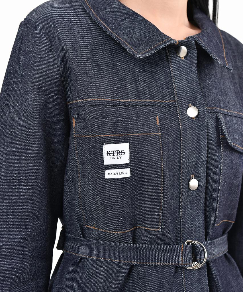 Catharsis Daily Denim Mini Dress Long Sleeve Dark Blue S M
