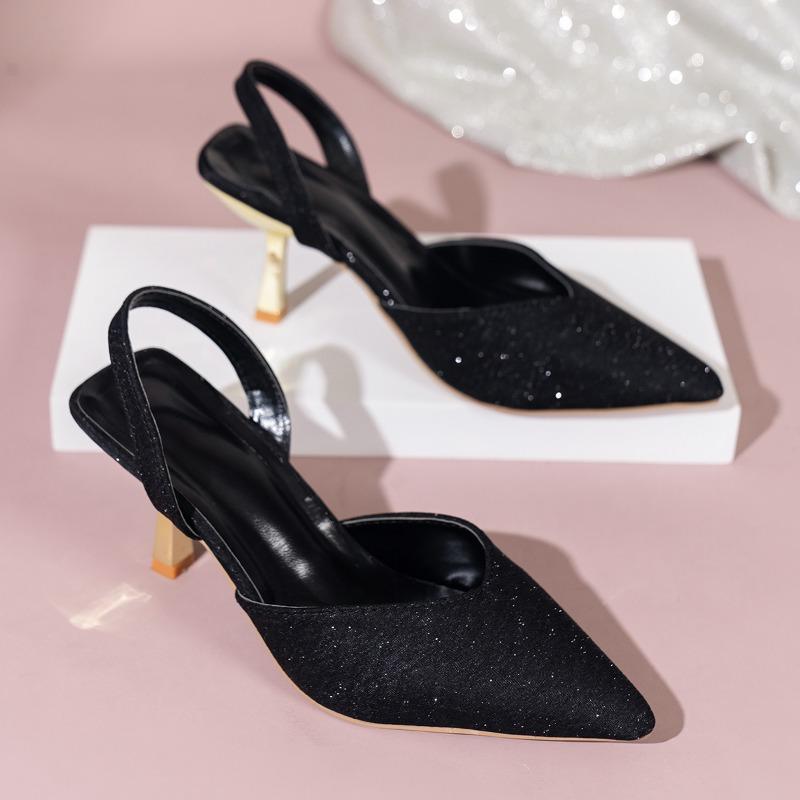 Модные женские босоножки, сексуальные, с острым носком, простые, однотонные, женские туфли, летние, новые, повседневные, кожаные, элегантные, для банкетного платья, женские туфли на высоком каблуке