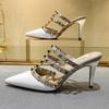 2024 Spring/Summer New Baotou Slippers for Women Wearing Riveted Pointed Thin Heel High Heel Shoes and Sandals for Women Sexy