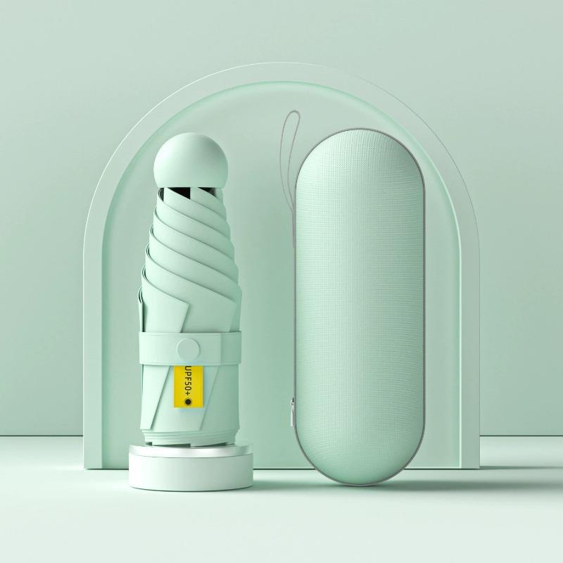 Sun Umbrella Women's Sunscreen Small Portable Parasol Umbrella Women's Sunshine and Rain Capsule Small Fresh Vinyl Parasol