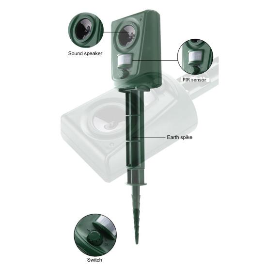 Outdoor Garden Solar Ultrasonic Animal Bird Dog Repeller PIR Sensor Dispeller