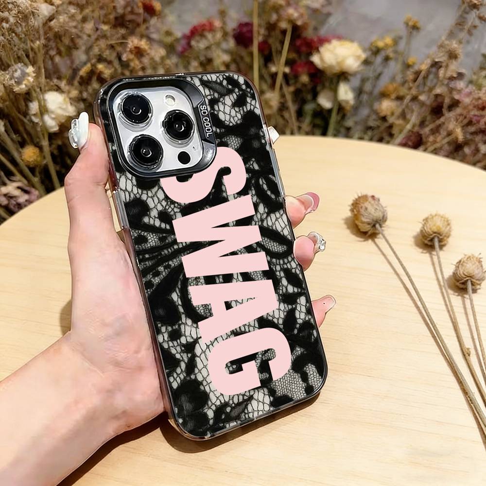 Роскошный чехол для телефона в стиле Y2K SWAG для iPhone 17,16,15,14,13,12,11 Plus,Pro Max,XS, Цветной серебристый чехол для телефона Funda Cover