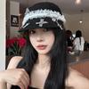 Кружева бант вперед шляпа женская нишевая мода универсальный большой окружность головы берет показывающий лицо маленькая шляпа газетчика