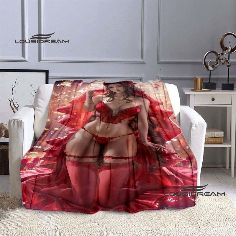 FINAL FANTASY Tifa Aerith Blanket Sexy Beauties Flannel Blanket Adults and Children Bedroom Coverlet Sofa Camping Warm Blanket