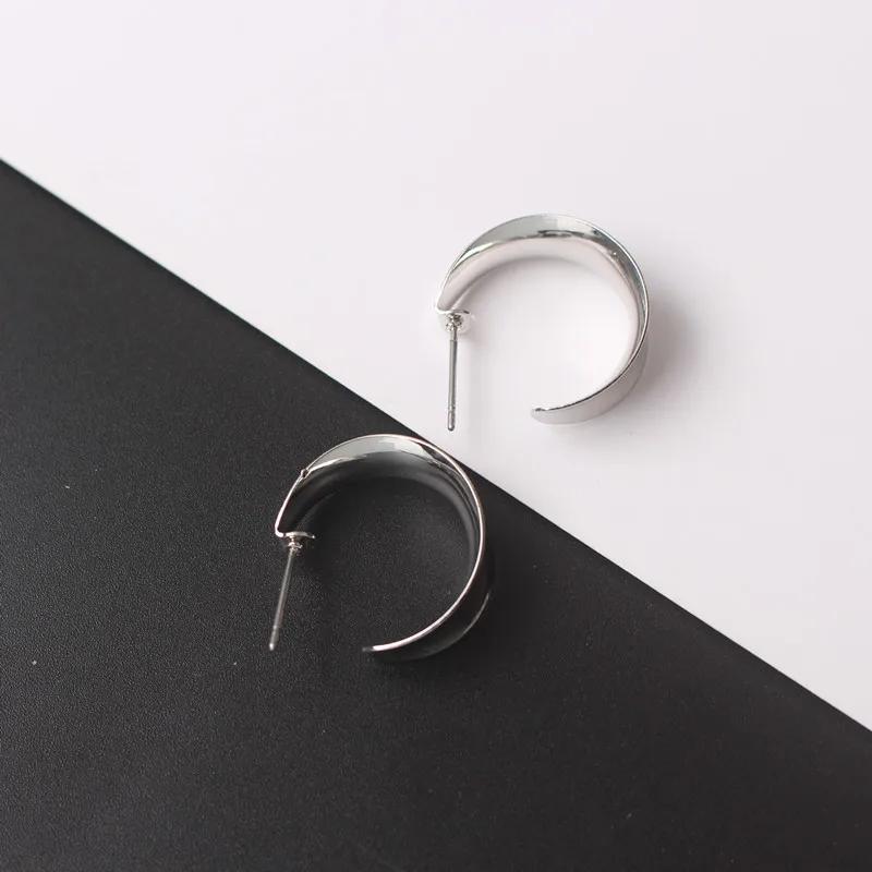 C-shaped Stud Earrings for Women Curved Surface Personality Earring Gold Color Metal Earrings Femme Unusual Earrings Orecchini