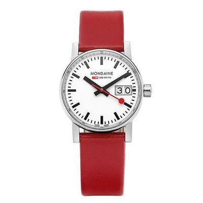 Женские часы Mondaine MSE.30210.LC Evo 2 с большим циферблатом и кожаным ремешком (П003