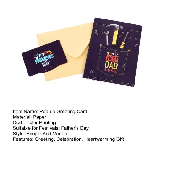 Toolbox Pop Up Father's Day Card for Dad 3D Happy Father's Day Greeting Card with Envelope from Son Daughter Wife Best Dad Award Card Gift