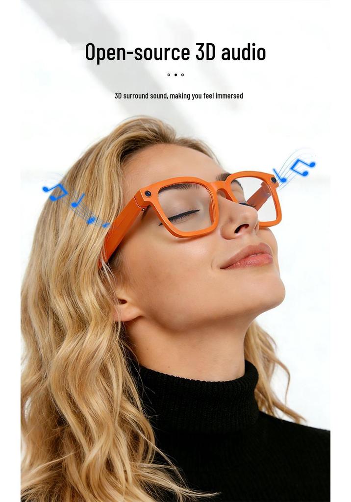 AI Smart Glasses with 800W HD Pixel Camera, Optical Image Stabilization, Bluetooth Voice Calls, and Real-time Translation.