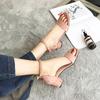 Roman Sandals Fairy Wind 2025 Summer New Student Versatile One-word Buckle High Heels Women's Thick Heel Women's Shoes