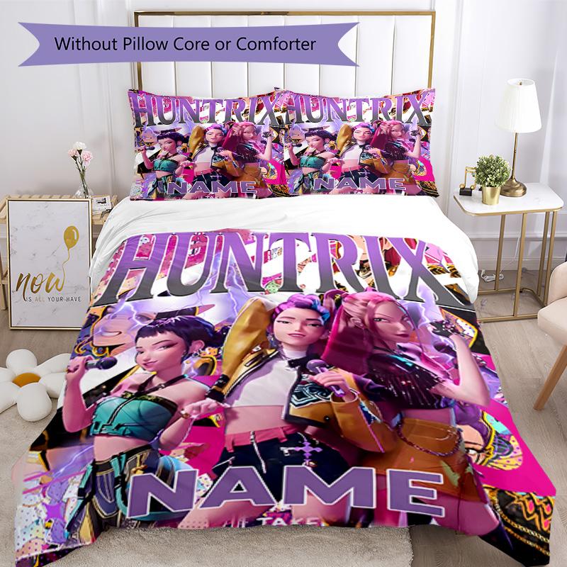 Kpop Demon Hunters Customize your name Bedding Set Breathable Duvet Cover with Pillowcases Home Decoration Birthday Gift