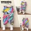 Two-piece Suit Children's Clothing Boys Summer Suit 3D Printing Graffiti  Foreign-style Baby Fashionable Clothes Children Handsome Short-sleeved