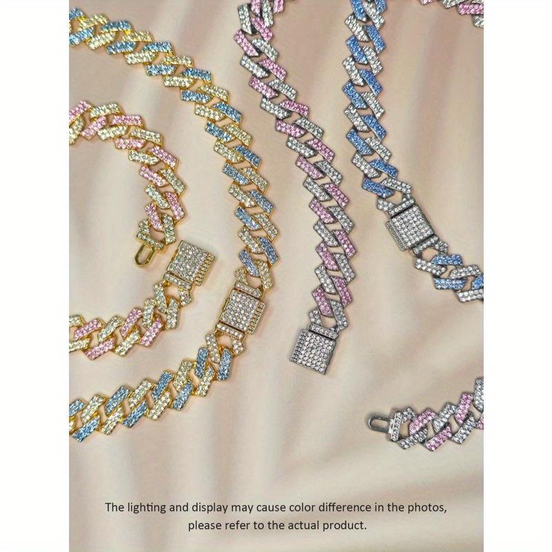 Dog Chain Collars, Diamond Necklace Rhinestone Bling Glitter Metal Choke Cuban Link Dog Collar, Pet Jewelry For Puppy XS Small Medium Large Dogs Cats