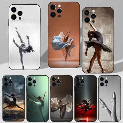 Чехол для телефона 'Танцующая Арт Балерина' для iPhone 16,15,14,13,12,11 Plus,Pro Max,XS,X,XR,SE,Mini,8,7 Мягкий Силиконовый Черный Чехол