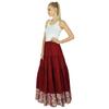 Womens Long Flaired Cotton Skirt Maroon Maxi Bottoms Elastic Waist