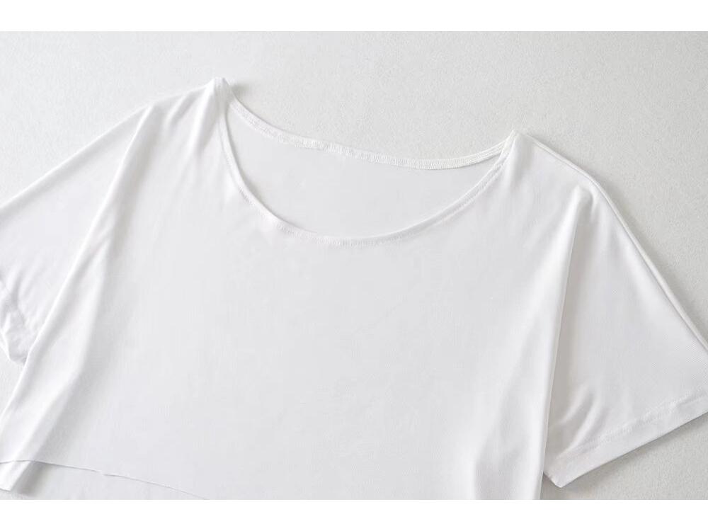 Модный женский кроп-топ с круглым вырезом и рукавом до локтя в европейском и американском стиле