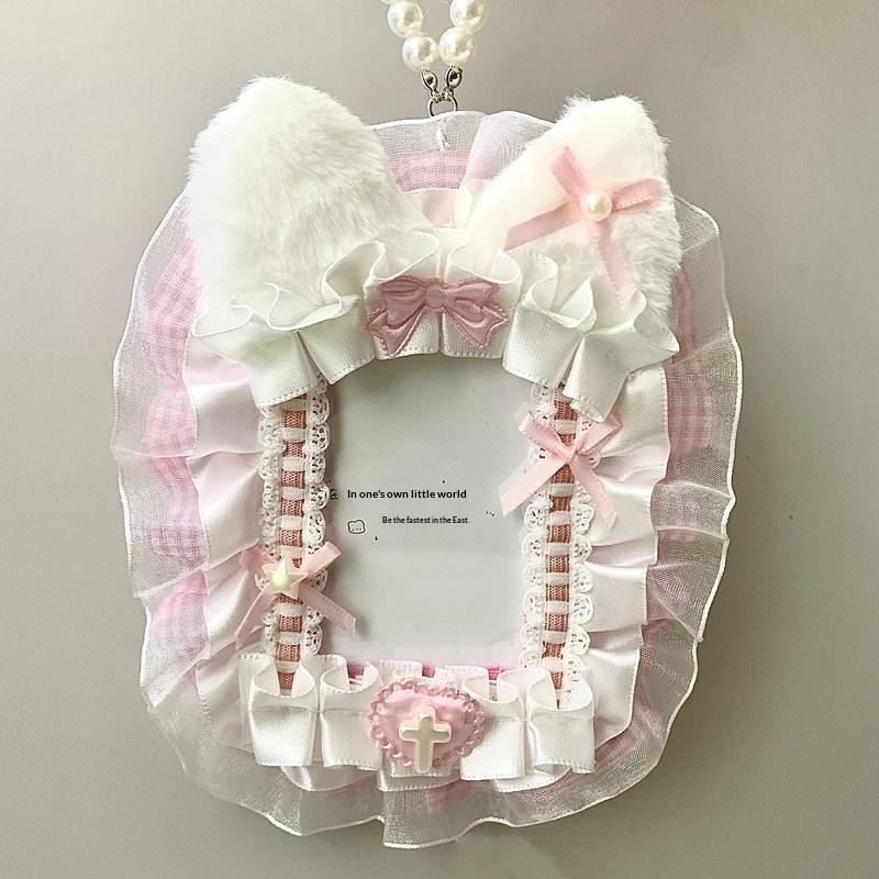 Plush Lace Photocard Holder Lolita Anime Kpop Idol Display Card Protector for Collectors Photo Safe Storage