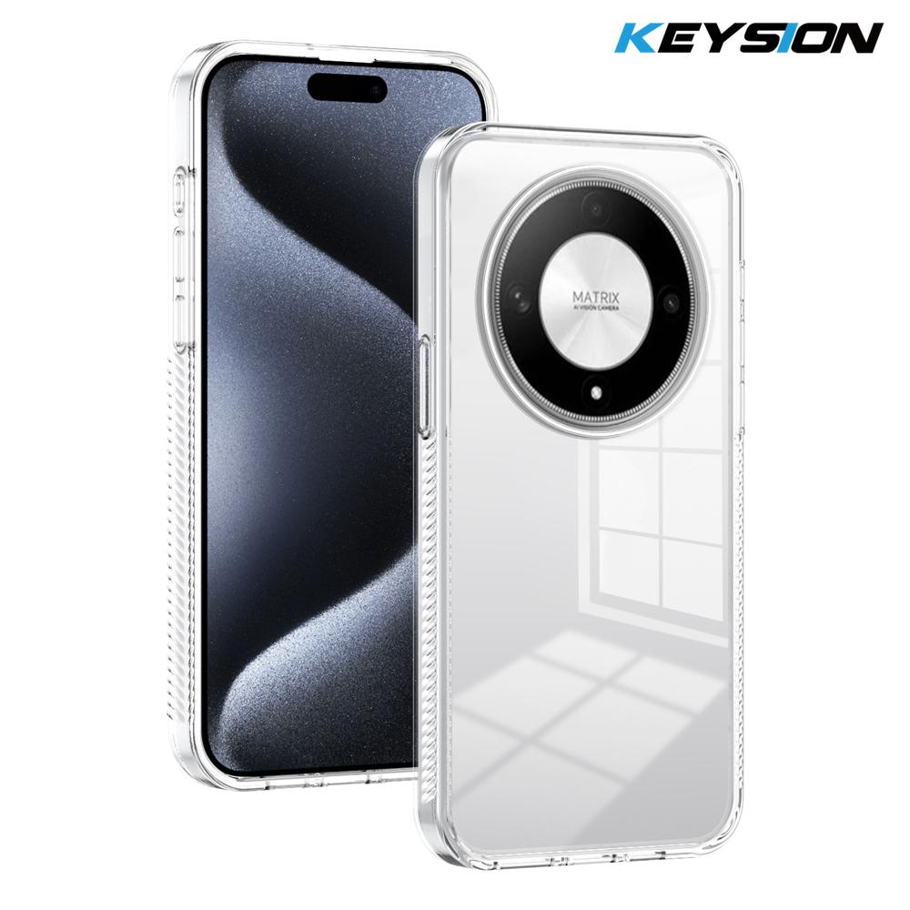 KEYSION Прозрачный чехол для HONOR X9b 5G X9A 5G ТПУ+ПК Противоскользящий HD Прозрачный Ударопрочный Чехол для телефона для Huawei Magic 5 6 Lite 5G