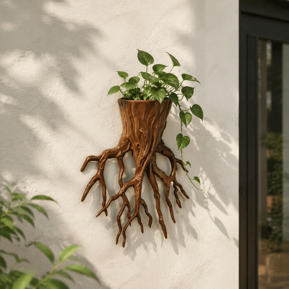 Decorative Hanging Flower Pot Tree Root Shape Plant Container Wall Decoration Office Decor