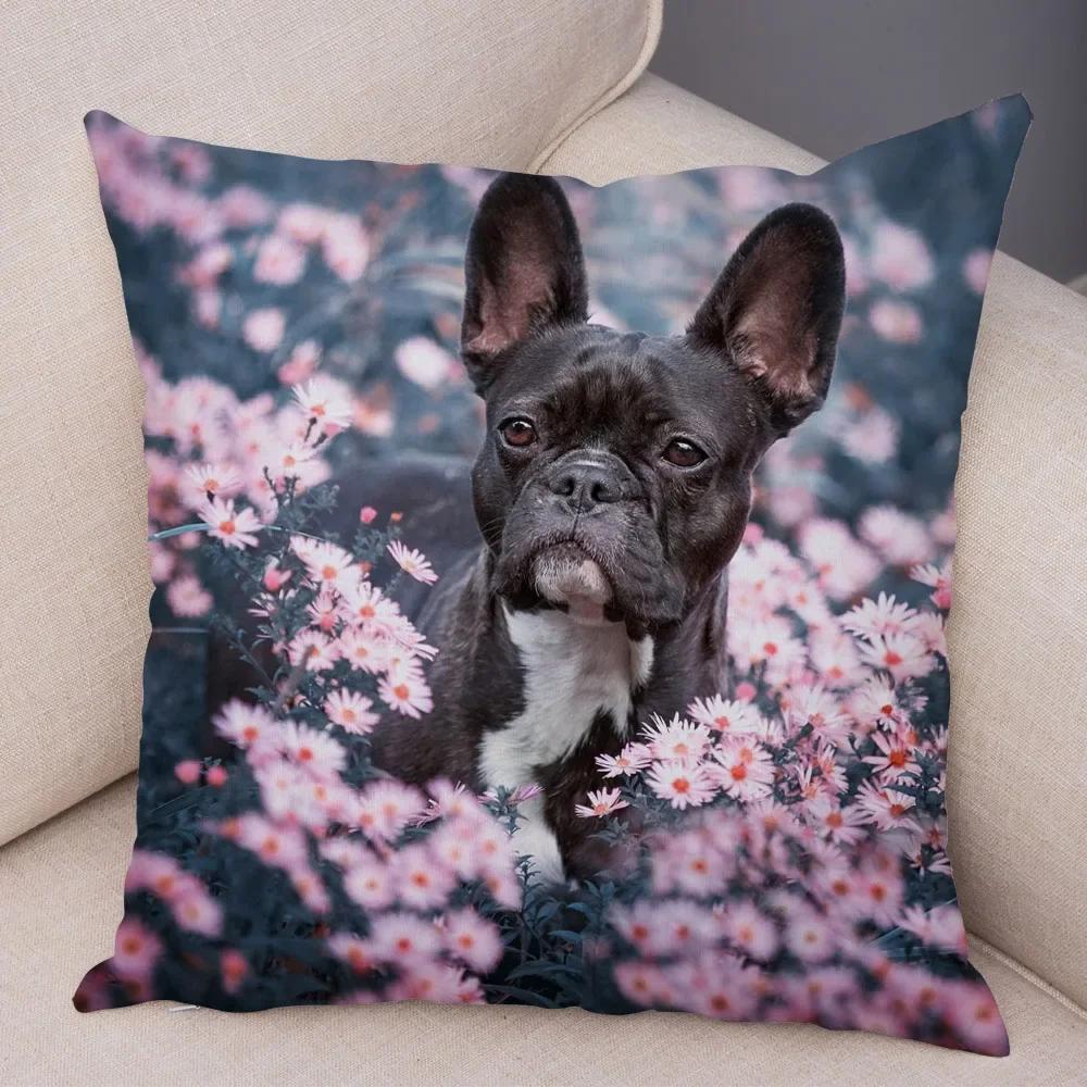 Домашний Декор Милый Питомец Мини Французский Бульдог Наволочка Диван Автомобиль Украшение Животное Собака Наволочка С Принтом